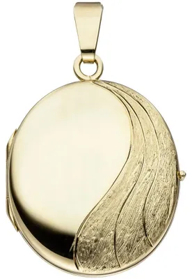 Produktbild von Medaillon Anhänger Amulett aus 585 Gelbgold teilmattiert Halsschmuck Uni