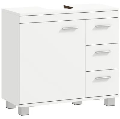 Productafbeelding van Wastafelmeubel met 2 planken, 3 lades, MDF-structuur, wit