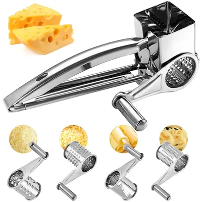 Käsehobel 4-in-1 mit Handkurbel, Edelstahl, 4 Schneidwalzen