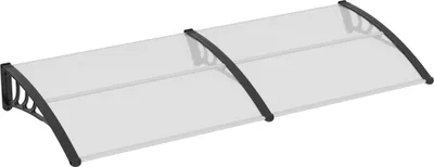 Immagine prodotto di Tettoia a tettoia Tettoia per porta d'ingresso 75x195x23 cm Copertura in policarbonato da 5 mm, protezione dal sole e dalla pioggia per esterni, alluminio trasparente, 75 cm, trasparente, alluminio