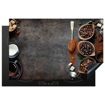 Produktbild von KitchenYeah© Herdabdeckplatte Stilleben - Kaffee - Kaffeebohnen , 80x52cm, Küche Deko, Glaskeramikkochfeld Herdabdeckung, Abdeckplatte fùr Kochfeld