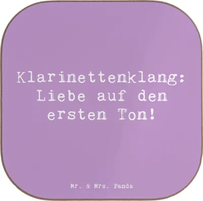 Produktbild von Mr. & Mrs. Panda Untersetzer Tasse Spruch Klarinette Liebe  - Lavendeltraum - Geschenk, Lernen, Instrument, Musikgeschenke, Musiker, Tischschoner, Holzblasinstrument