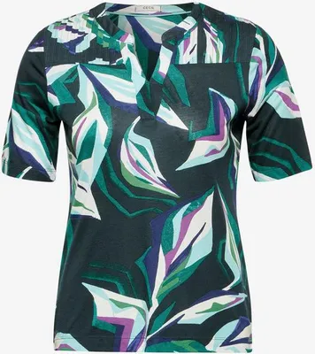 Produktbild von Cecil Damen Tunika-Shirt mit Print fir green mehrfarbig