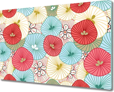 Produktbild von Glas-Herdabdeckplatte Glaskeramikkochfeld-Abdeckung Spritzschutz - 80x52 cm - Blumige Abstraktion