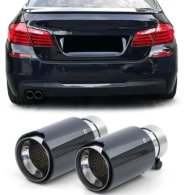 Für BMW 5er F10 F11 2010-2016 Auspuff Endrohr 90mm 2-Rohr Sport Carbon Schwarz in der Farbe Carbon von Carparts-Online GmbH