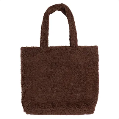 Imagen del producto de Selencia Zaya: Bolso tipo tote - Funda para portátil tipo "teddy" de 16 pulgadas - Color marrón chocolate