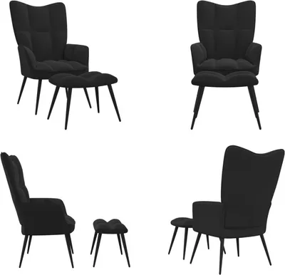 Produktbild von vidaXL Relaxsessel mit Hocker Schwarz Samt - Relaxsessel - Sessel - Armsessel - Relaxstuhl
