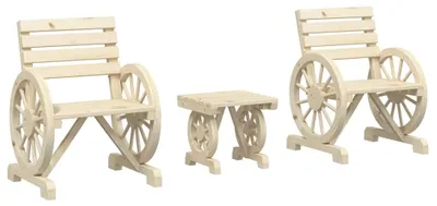 Immagine prodotto di set da giardino a 3 pezzi in legno di abete massiccio