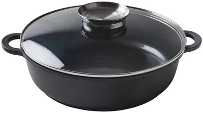 Produktbild von Runder Bräter aus Aluguss mit hervorragender Wärmeleitung, Ø28cm, Schwarz