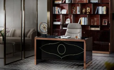 Produktbild von Büroschrank Braun Holz Arbeitszimmer Braun Moderne Design Möbel Luxus Schrank
