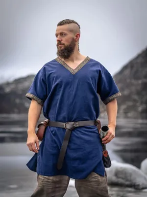 Produktbild von Wikinger Tunika kurzarm Blau "Loki" S
