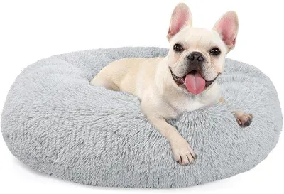 Produktbild von Weiches, wasbares Rundbett, 60 cm, Grau, Antirutschboden, für kleine Hunde und Katzen
