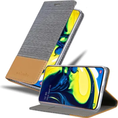 Produktbild von Cadorabo Hülle für Samsung Galaxy A80 / A90 Schutzhülle in Grau Handy Hülle Etui Book Case Cover