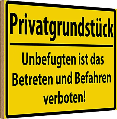 Produktbild von Holzschild Warnschild 30x20cm Privatgrundstück