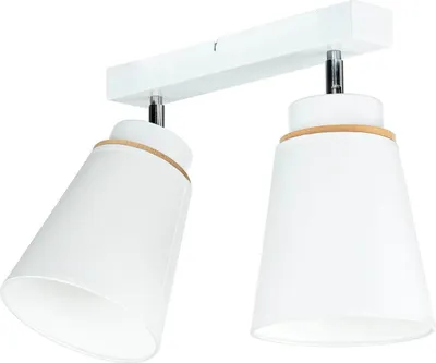 Produktbild von Deckenlampe Weiß Stoff 32 cm breit 2-flammig E27 Deckenstrahler Wohnzimmer Schlafzimmer Flur