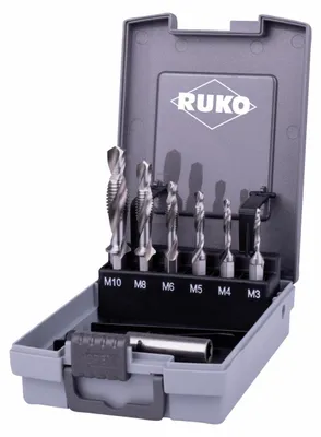Produktbild von RUKO Kombi-Maschinengewindebohrer-Satz „lang“ HSS - 7-tlg.