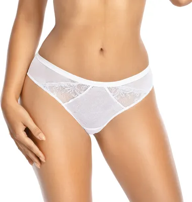 Produktbild von Gaia Dame Slip Brazilian Stickerei Tüll Netz Geblümt Unterhose 1026B Ada, weiß, M