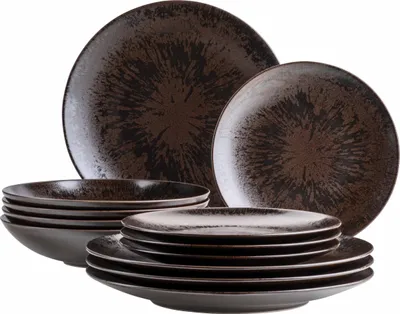 Image de Service de table, service de table en céramique, céramique couleur bronze métallisé