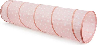 A pink tunnel with white stars, likely for children or pets.