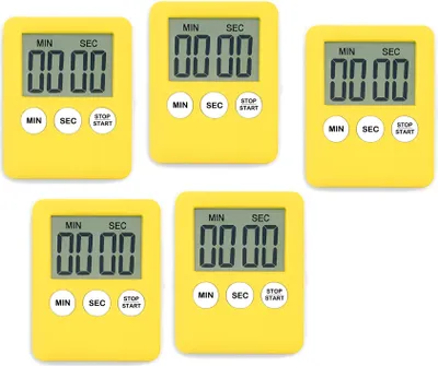 Productafbeelding van Set van 5 digitale timers, kookwekkers, alarmklokken geel