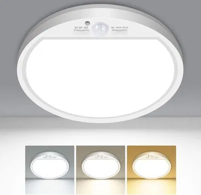Produktbild von LED Plafondlampe mit Bewegungsmelder - Drahtlose LED-Lampe für Innenbereich - Timer - Universal-Einbaulampe