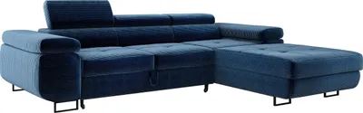 Obrázek produktu pro Obývací část s funkcí lůžka, rohová pohovka Cord ADRIANO 202x277 cm, rohová pohovka s nastavitelnými opěrkami hlavy, čalouněný roh, pohovka L - pravá modrá PS05