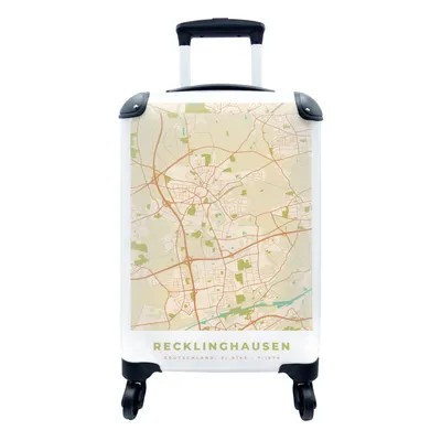 Produktbild von MuchoWow® Koffer Handgepäck Trolley Rollkoffer Kleine Reisekoffer mit 4 Rollen - Karte - Recklinghausen - Karte - Stadtplan - Vintage - Cabin Size < 55x40x23 cm & 55x40x20 cm - Fotokoffer - Kabinenkoffer - Boardgepäck - Reise-Box - Reisekoffer - Reisegepäck - Koffer mit Bild - Trolley für Kinder