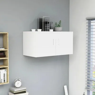 Produktbild von Wandschrank Weiß 80 x 39 x 40 cm Holzwerkstoff Hängeschrank für Badezimmer Küche Wäscheraum