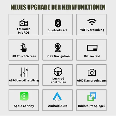 Produktbild von Autoradio Android 13 mit GPS Navigation Carplay Android Auto 10 Zoll Touchscreen 2DIN 2GB RAM 64GB Speicher Bluetooth WLAN Freisprecheinrichtung