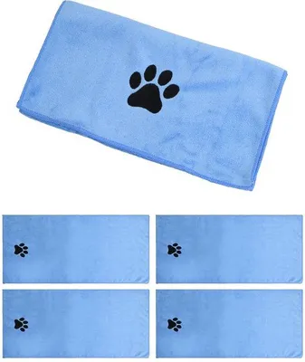 Imagen del producto de Ibenzoa® - Juego de 4 toallas de microfibra para perros y gatos – de secado rápido, color azul, 35 x 75 cm