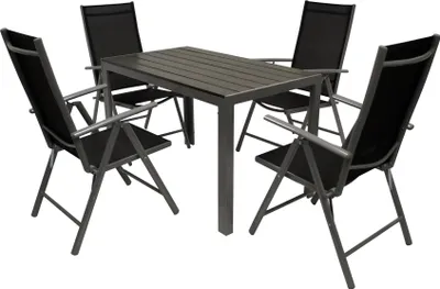 Produktbild von DEGAMO Gartengarnitur SORANO 5-teilig, Aluminium Kunstholz, Tisch 70x125cm