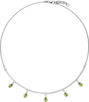 Produktbild von Collier Halskette 585 Gold Weißgold 5 Peridote grün 44 cm Kette