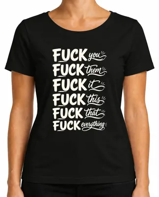 Zdjęcie produktu dla Koszulka damska "Fuck You Them It This That Everything Lustig", czarna, rozmiar 3XL