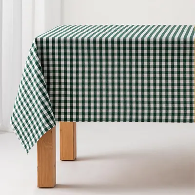 Produktbild von GAMUSI Wasserdichte Tischdecke 'Vichy Karo' 140x180 cm Baumwolle Fleckenabweisende Abwaschbar - Grün