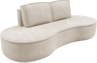 Immagine prodotto di - GUTTO - Divano angolare MOLLY di forma arrotondata in tessuto velour beige crema - forma arrotondata di tendenza! Nuovo 2025 (senza funzione sleep)