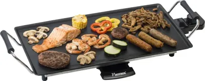 Produktbild von Bestron Elektrische Plancha-/Teppanyaki-Grillplatte mit Antihaftbeschichtung, 2000 W, Schwarz