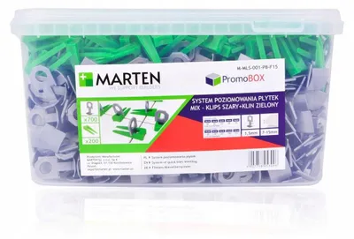 Zdjęcie produktu dla System poziomowania płytek Marten Marten, składający się z 700 klipsów i 200 kołków