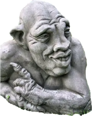 Produktbild von Goblin Kopf Links aus Steinguss perfekt für den Garten die Terrasse oder den Vorgarten ist Frostfest  Witterungsbeständig und Neu 50cm H, SU-2002