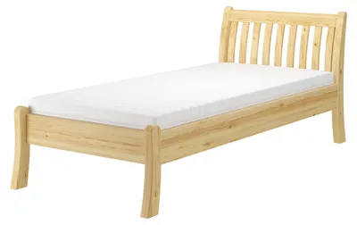 Produktbild von Gästebett Einzelbett Echtholzbett 90x200 hohe Sitzkante Kiefer massiv wählbares Zubehör V-60.61-09Rollrost und Matratze inkl.