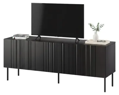Produktbild von Dmora TV-Möbel Trancoso 150,5x42x60 cm Schwarz, 1 Regal 3 Fächer