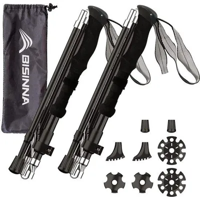 Immagine prodotto di Famanu - Set di 2 bastoncini da trekking - Bastoncini da trekking in alluminio pieghevoli con sistema di bloccaggio rapido