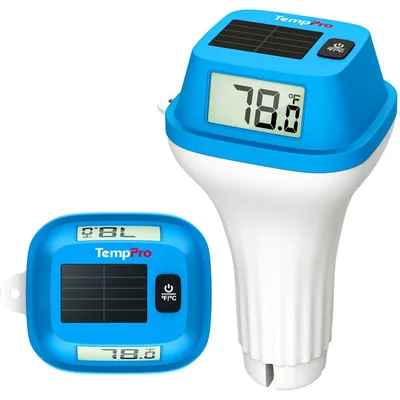 Produktbild von ThermoPro Schwimmbadthermometer TP-111, Solarbetrieben, IPX8 wasserdicht, Dual-LCD-Display, UV-beständig mit Kordel