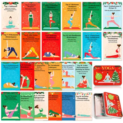 Yoga Adventskalender 2026 – 24 Übungskarten im Blechdose