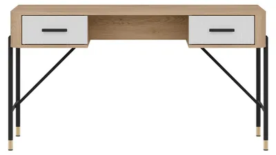 Productafbeelding van Furniture24 Bureau Dante Dt23, 140 x 75 x 56 cm - Cremona eikenhout/wit