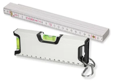 Produktbild von Wasserwaage 10,5 cm - Magnetische Mini Wasserwaage mit Karabinerhaken - ideal für Camping, Wohnmobil & unterwegs - 2er Set