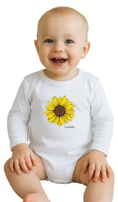 Imagen del producto de Body para bebé con estampado "New Baby Sunflower" - manga corta, talla 80 (9-12 meses)