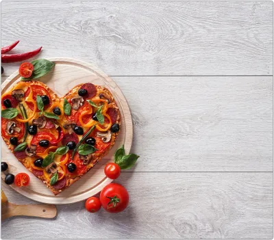 Produktbild von Spritzschutz Herdabdeckplatte Schneidebrett aus Glas Pizzaherz 1-Teilig (60x52cm)