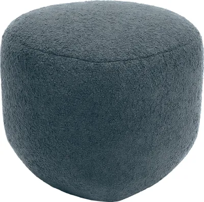 Produktbild von Moderner ovaler Sitzhocker aus Teddystoff mit stabiler Holzkonstruktion
