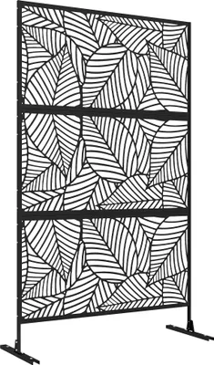 Produktbild von Dekorative Sichtschutzwand fš¹r den Au?enbereich, schwarz mit Pflanzenmotiv, aus Metall šC 122 x 45 x 198 cm, schwarz