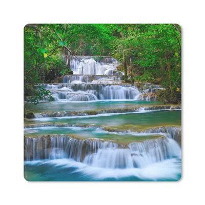 Produktbild von MuchoWow® Mauspad Mousepad Wasserfall - Bäume - Natur - Dschungel 20x20 cm - Mousepads - Maus Mat - Pad - Mausunterlage - Desk Mat - Bureauartikeln